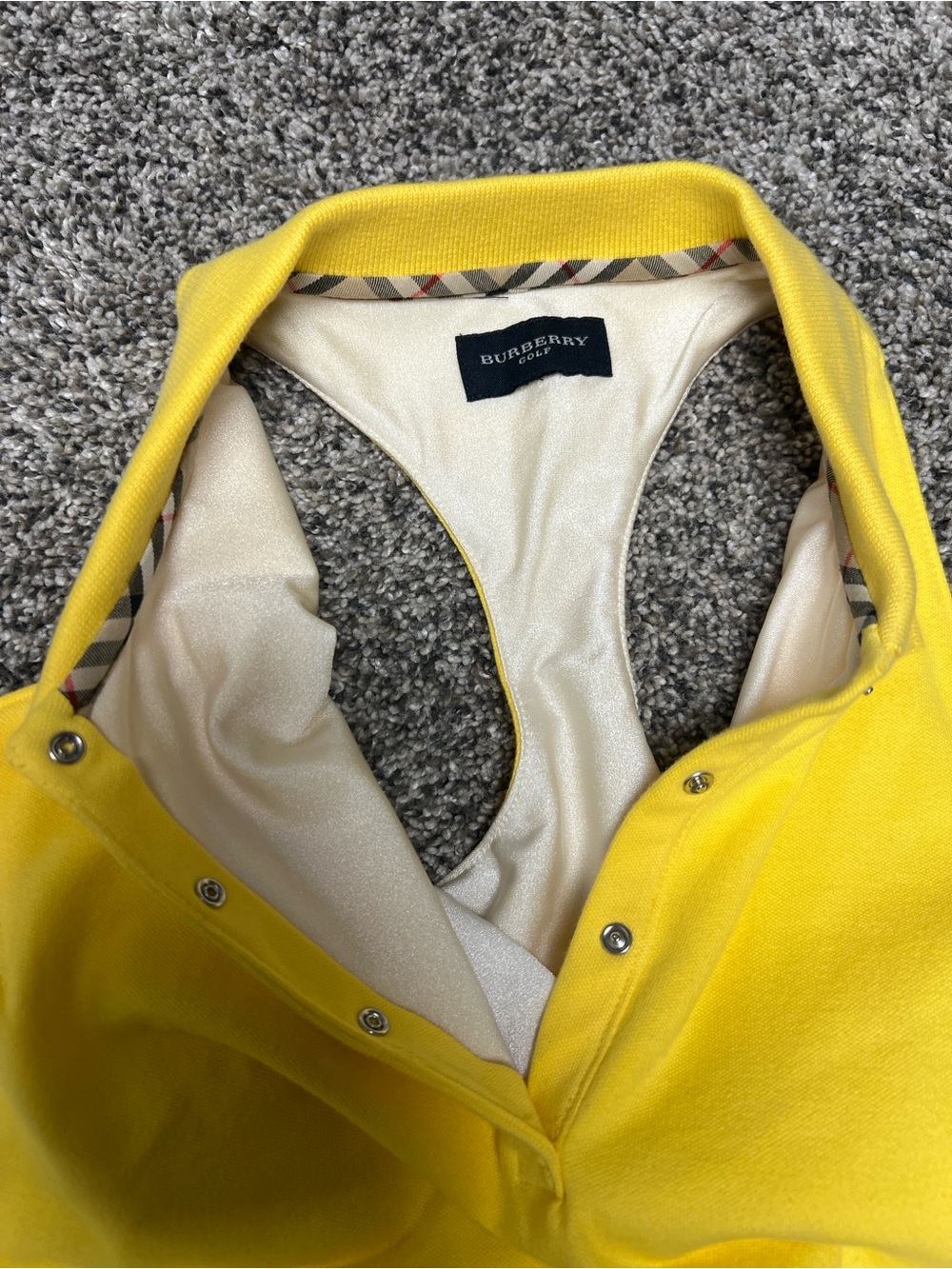 Burberry XS Yellow Sleeveless Polo Tank Collared Top Preppy Golf Tennis - Picture 8 of 11